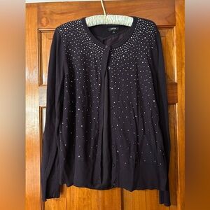 Apt. 9 Deep Eggplant Sweater/Sleeveless Blouse Set with Silver Crystal Details